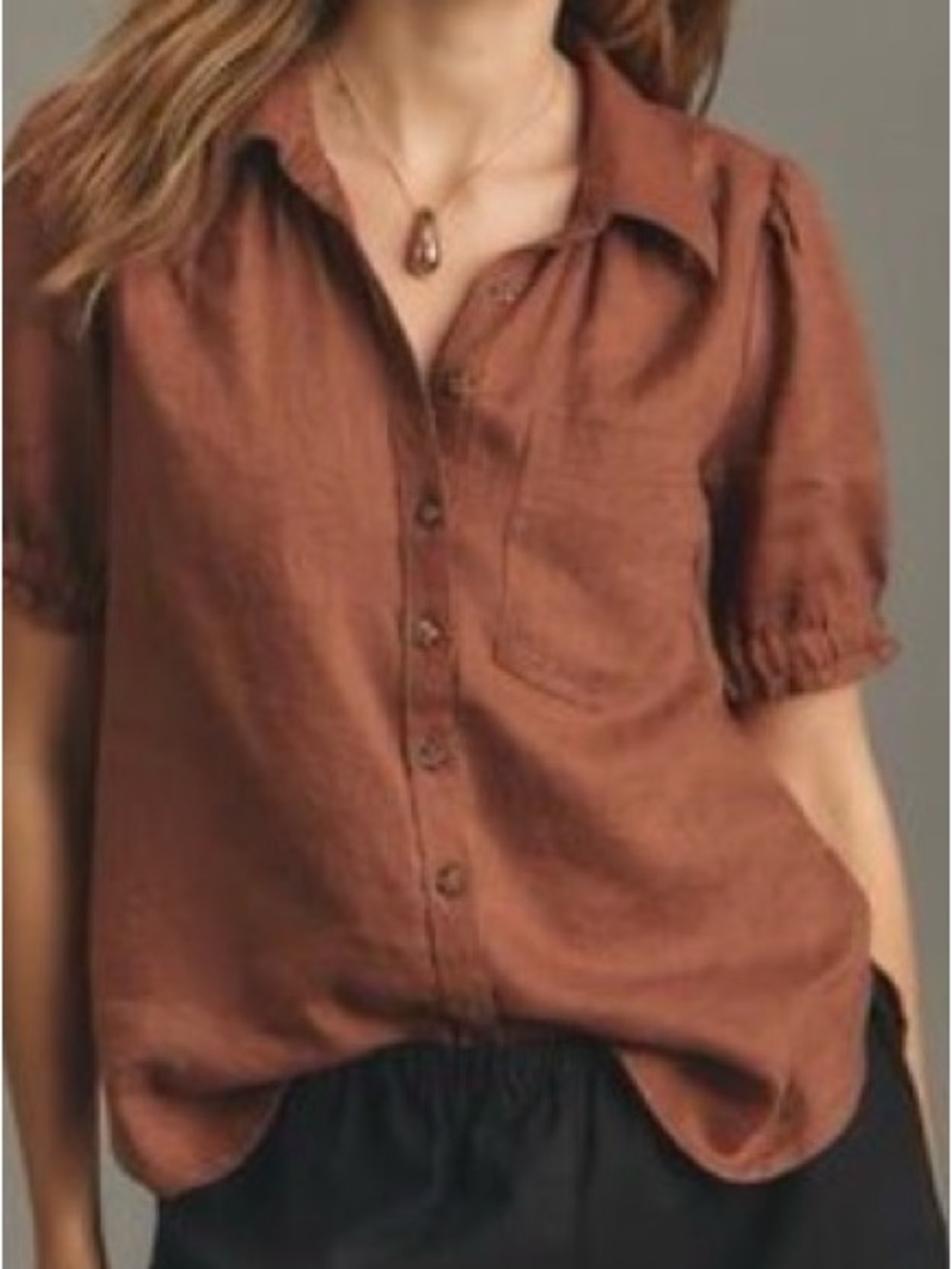 Pilcro Women’s Button-Down Shirt in Rust color - Picture 4 of 4